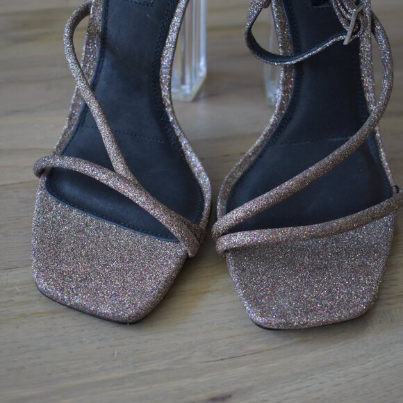 Topshop Women's Sparkly Perspex Block High Heel Sandals - Picture 6 of 9